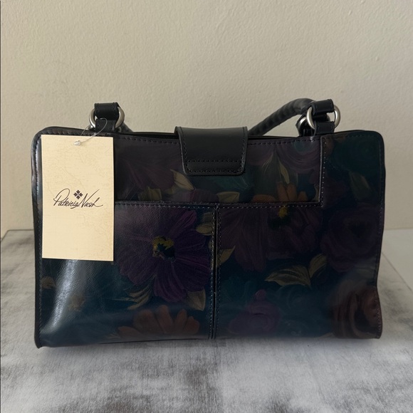 Patricia Nash Rienzo Floral Black Leather Peruvian Painting Shoulder Handbag - Picture 9 of 16